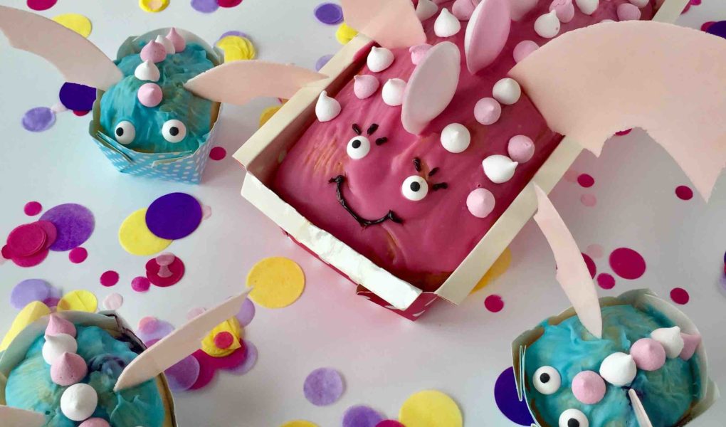Ein leckerer Drachenkuchen - Einfacher Motivkuchen aus einer Kastenform für den nächsten Kindergeburtstag