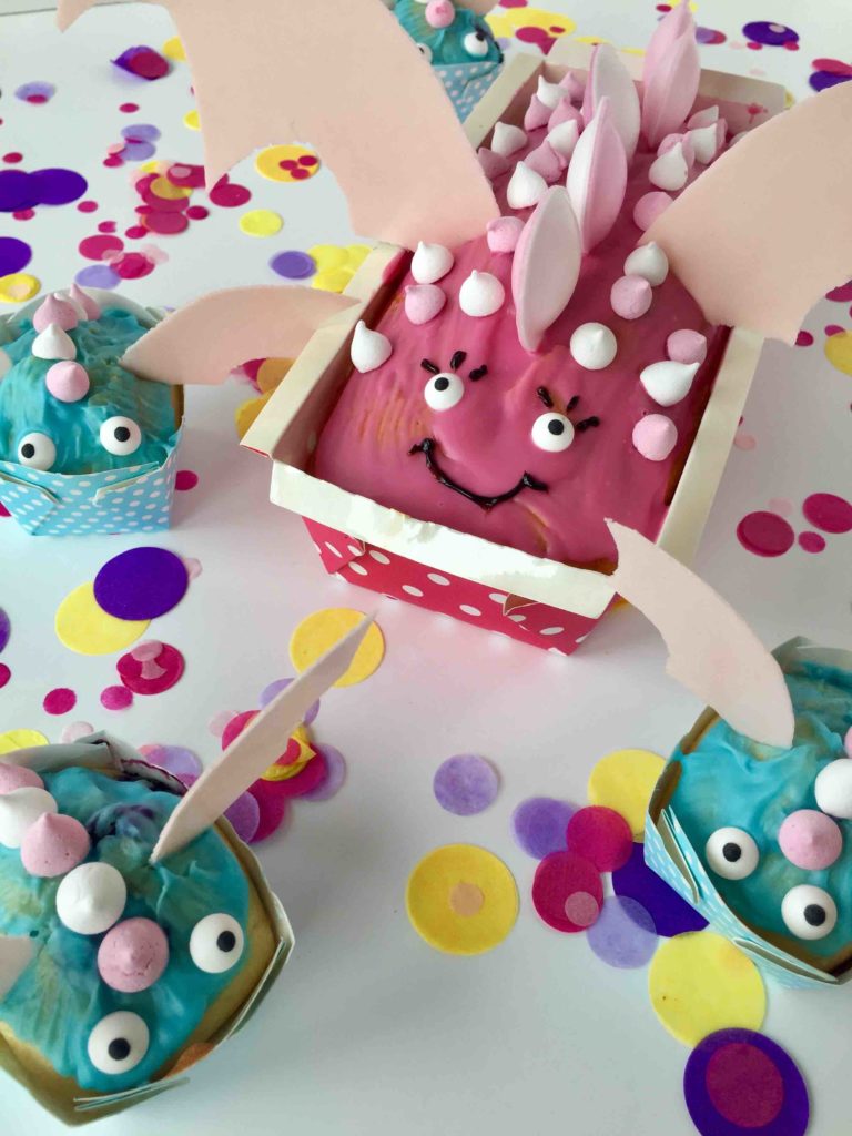 Ein leckerer Drachenkuchen - Einfacher Motivkuchen aus einer Kastenform für den nächsten Kindergeburtstag