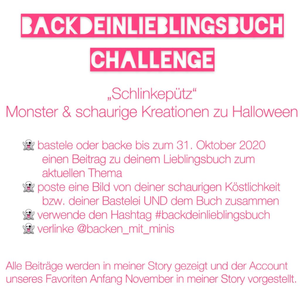Die Teilnahmebedingungen für die Back' dein Lieblingsbuch Challenge im Oktober zu Halloween