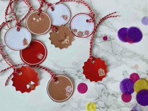 rote, weihnachtliche Geschenkanhänger für selbstgemachte Weihnachtsgeschenke aus der Küche