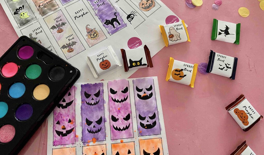 Vorlage für Trick or Treat Süßigkeiten für Halloween mit Kindern