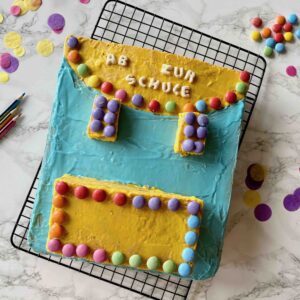 Ein kinderleichter Motivkuchen für die Einschulung: der Turnister-Kuchen. Ich liebe den Ranzen-Kuchen