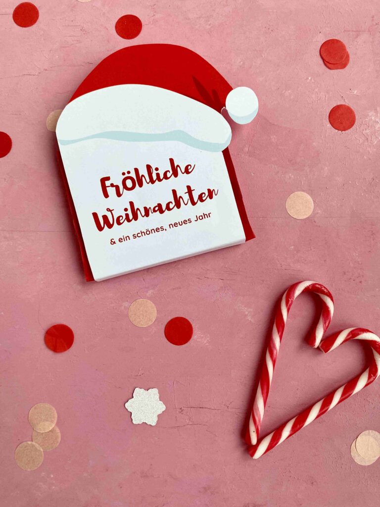 Druckvorlage Schokoladenverpackung für Ritter Sport Tafeln für kreative Weihnachtsgeschenke zum Selbermachen - weihnachtliche Geschenkverpackung für Ritter Sport