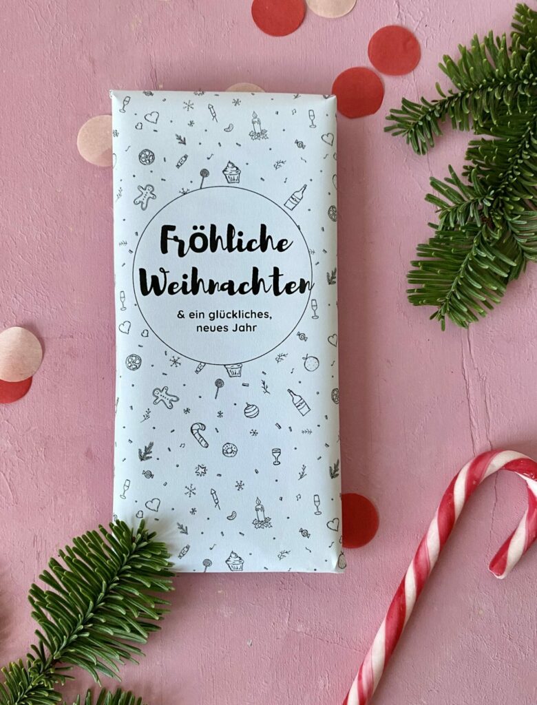 Druckvorlage Schokoladenverpackung "Weihnachten" für kreative Weihnachtsgeschenke zum Selbermachen(weihnachtliche Geschenkverpackung)