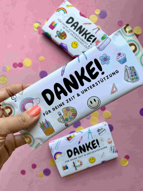 Banderolen für ein kleines Danke für das Schuljahr. DIY Druckvorlage für Geschenke für Lehrkräfte und andere Begleiter während des Schuljahres.