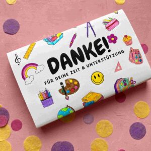Banderolen für ein kleines Danke für das Schuljahr. DIY Druckvorlage für Geschenke für Lehrkräfte und andere Begleiter während des Schuljahres.