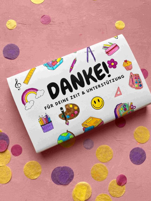 Banderolen für ein kleines Danke für das Schuljahr. DIY Druckvorlage für Geschenke für Lehrkräfte und andere Begleiter während des Schuljahres.