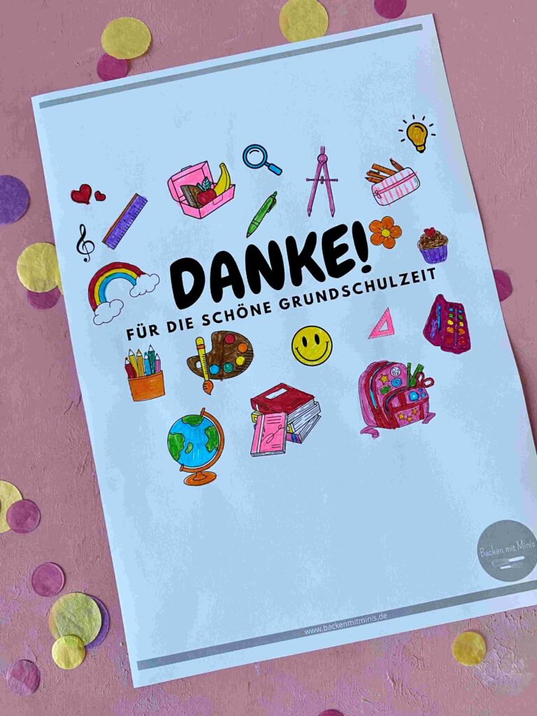 Banderolen für ein kleines Danke für das Schuljahr. DIY Druckvorlage für Geschenke für Lehrkräfte und andere Begleiter während des Schuljahres.
