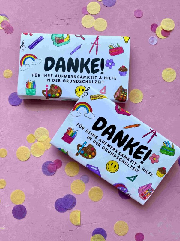 Banderolen für ein kleines Danke für das Schuljahr. DIY Druckvorlage für Geschenke für Lehrkräfte und andere Begleiter während des Schuljahres.