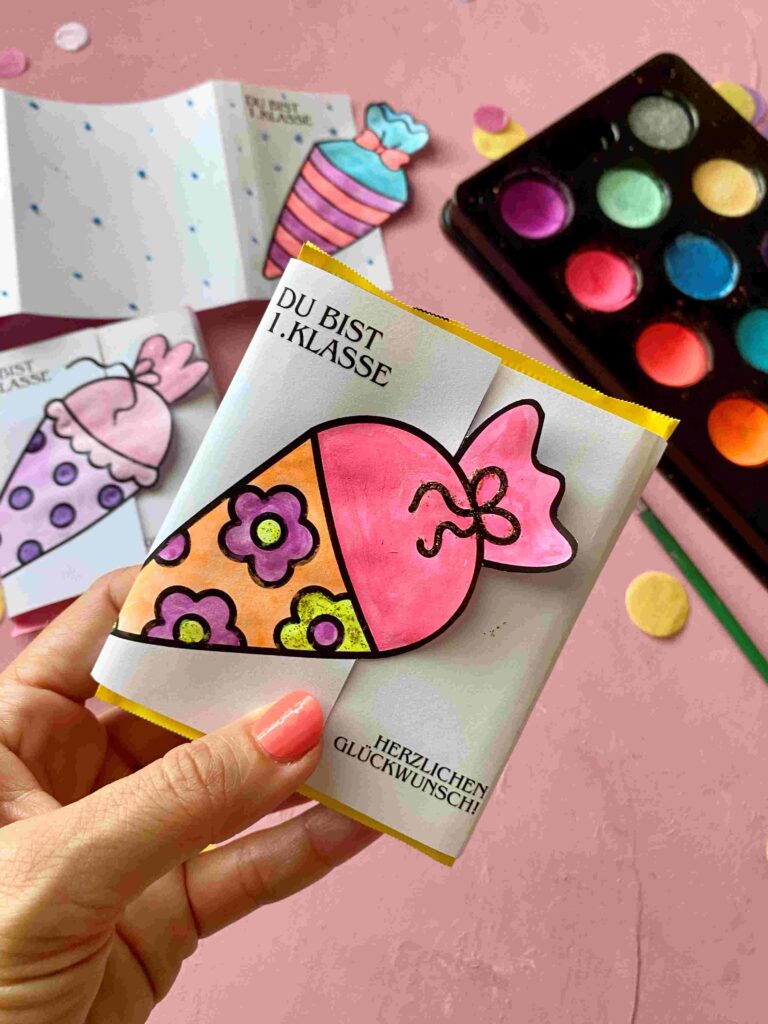 Geschenke für die Einschulung: DIY Druckvorlage für Ritter Sport
