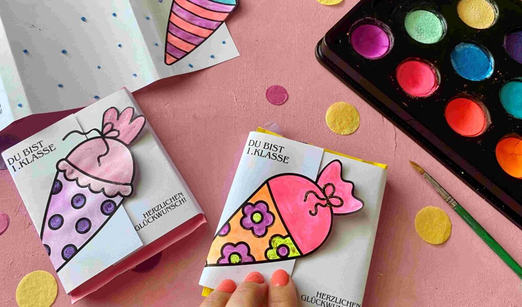 Geschenke zur Einschulung: DIY Druckvorlage für Ritter Sport