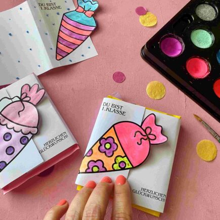 Geschenke zur Einschulung: DIY Druckvorlage für Ritter Sport