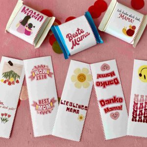 Beste Mama Banderolen für Ritter Sport Minis für ein kleines Danke schön aus Schokoladen zum Geburtstag, Muttertag oder einfach so.