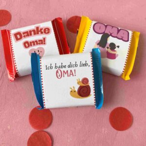 Beste Oma Banderolen für Ritter Sport Minis für ein kleines Danke schön aus Schokoladen zum Geburtstag, Muttertag oder einfach so.