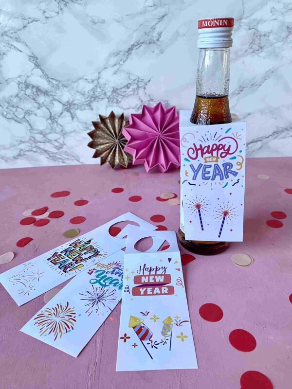 DIY Flaschenanhänger für Silvester für selbstgemachte Neujahrsgeschenke