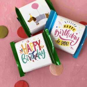 Banderolen für Ritter Sport Minis für kleine Schokoladengeschenke zum Geburtstag. Süße Geburtstagsschokoladen.