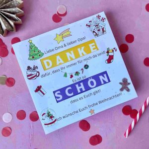Banderolen Milka Pralinen für Geschenke für Oma & Opa zum Weihnachten.