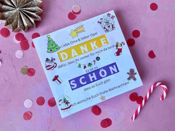 Banderolen Milka Pralinen für Geschenke für Oma & Opa zum Weihnachten.
