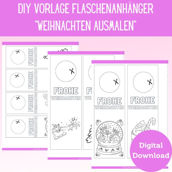 Shopfoto Flaschenanhänger Weihnachten zum Ausmalen