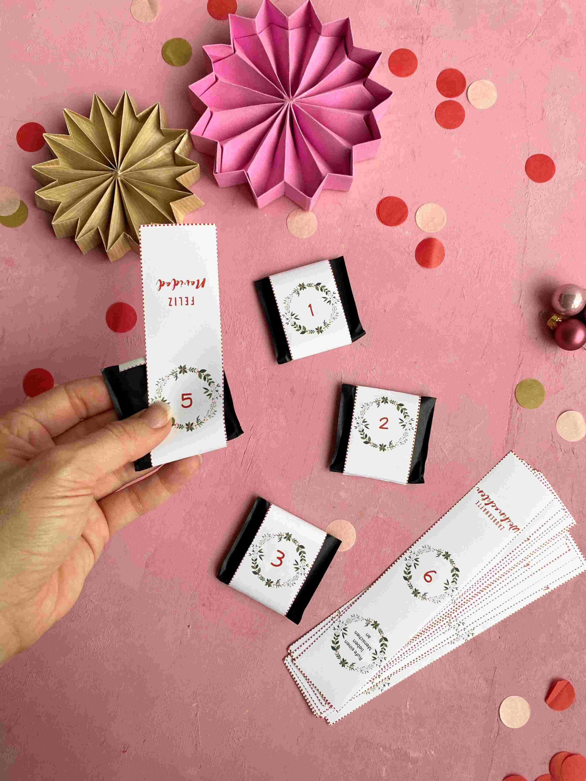 Die Banderolen für den DIY achtsamen Adventskalender, der dir auch in der Weihnachtzeit Zeit für dich garantiert.