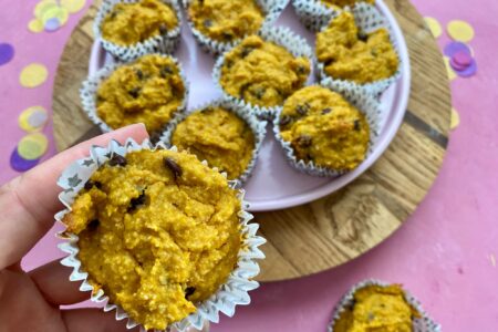 Proteinreiche Schoko-Kürbismuffins mit Quark und Haferflocken